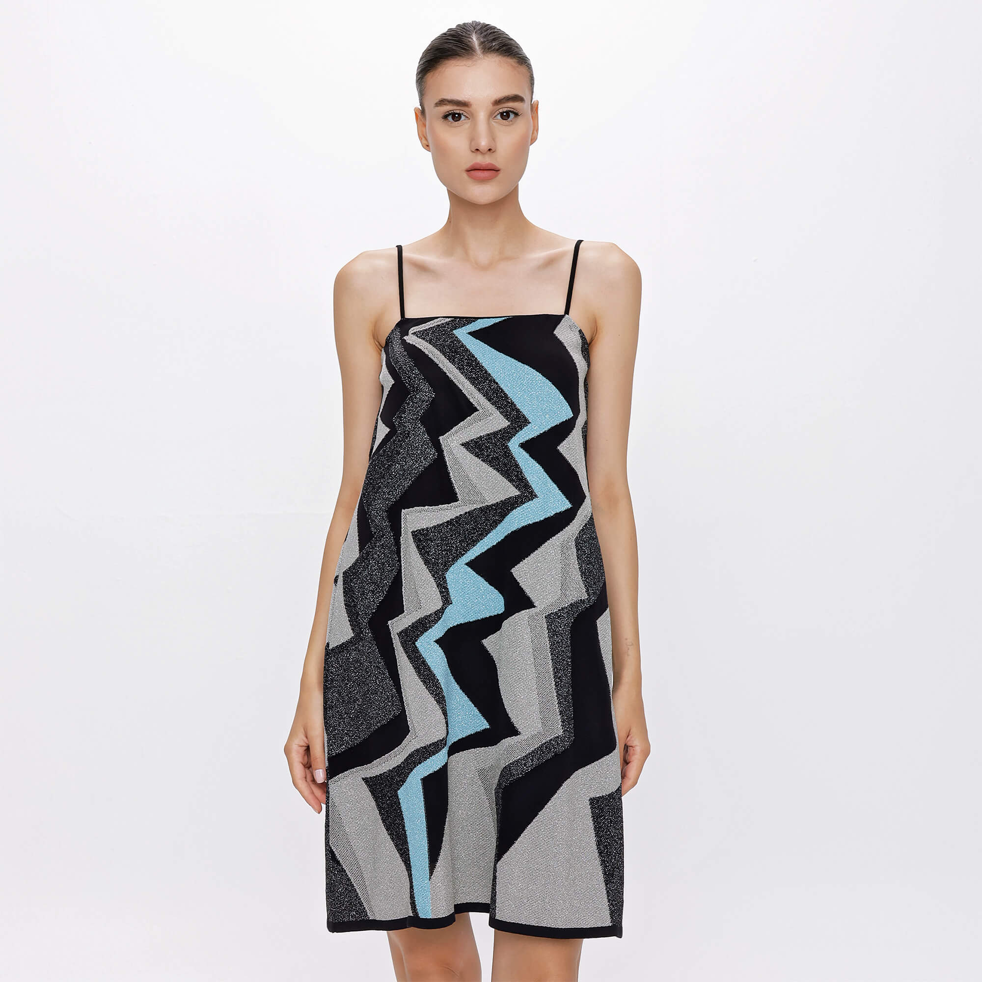 Missoni - Blue&Black  Metallised Fabric Sleeveless Dress